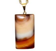 Colar Retangular Liso Ágata Dourada Pedra Natural