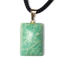 Colar Retangular Liso Amzonita Pino Argola Dourado Colar Retangular Liso Amzonita Pino Argola Dourado