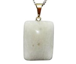 Colar Retangular Liso Feldspato Branco Pino Argola Dourado Colar Retangular Liso Feldspato Branco Pino Argola Dourado