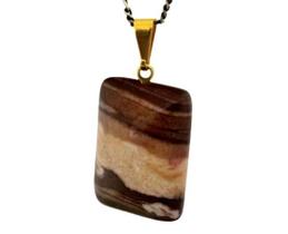 Colar Retangular Liso Jaspe Brecha Pino e Argola Dourado