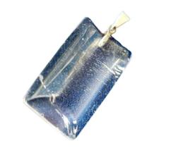 Colar Retangular Liso Quartzo Cristal Pino Argola Prateada