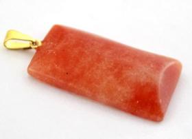 Colar Retangular Liso Quartzo Laranja Pino Argola Dourada