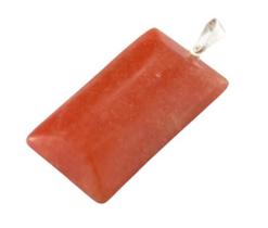 Colar Retangular Liso Quartzo Laranja Pino Argola Prateada