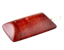 Colar Retangular Liso Quartzo Vermelho Pino Argola Prateada