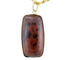 Colar Retangular Obsidiana Mahogany Montagem Envolto Dourado