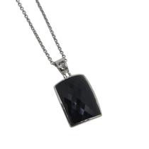Colar retangular prata 925 pedra ônix 50cm