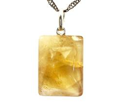 Colar Retângulo Citrino Natural Pino Prata 950