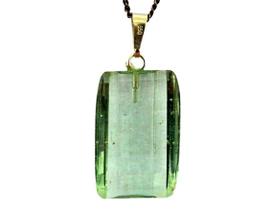 Colar Retângulo Facetado Obsidiana Verde Montagem Prata 950