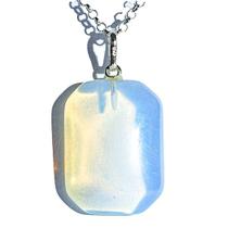 Colar Retângulo Pedra da Lua Opalina Pino Prata 950 137166