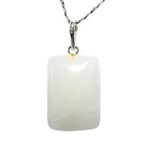 Colar Retângulo Pedra Enxofre Natural Pino Prata 950