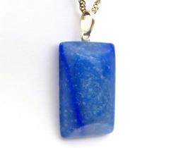 Colar Retangulo Quartzo Azul Montagem Pino Prata 950 Colar Retangulo Quartzo Azul Montagem Pino Prata 950