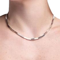 Colar Retangulos Semijoia em Ródio Branco