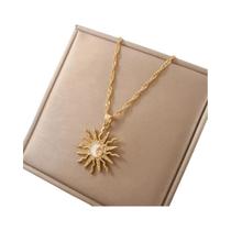 Colar Retro Feminino Com Pingente De Sol, Estrela E Lua Em Strass, Joia Versátil Para O Dia a Dia E