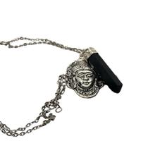 Colar Ritualístico em Obsidiana - Cordão Banhado a Prata 60cm