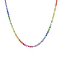 Colar riviera colorida redonda 2,00 mm com 4 garras AG925
