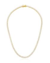 Colar riviera com cravação três pontas banhada a ouro - zircônias