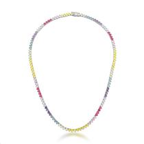 COLAR RIVIERA COM CRAVAÇÃO TRÊS PONTAS CANDY COLORS BANHADA A RÓDIO - 40cm