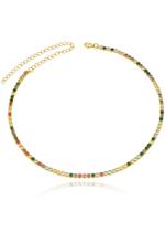 Colar Riviera Com microzircônias Coloridas folheado a ouro 18k