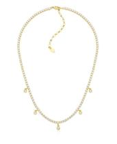 Colar riviera com pingentes redondos de cristais banhado a ouro - 40cm + 7cm extensor