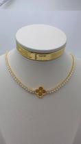 Colar Riviera com Trevo 45cm - Banhado a Ouro 18k - 01 Unidade Colar Riviera com Trevo 45cm - Banhado a Ouro 18k - 01 Unidade
