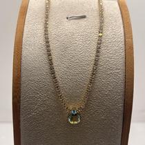 Colar Riviera Cristal com Pedra Azul Banhado a Ouro