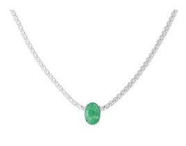 COLAR RIVIERA MALEÁVEL COM PINGENTE OVAL ESMERALDA FUSION BANHADA A RÓDIO - 45cm