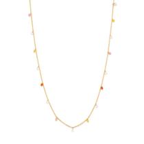 Colar rommanel banhado ouro 18k feminino pedras cristais coloridas 50cm 45cm 532109