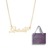 Colar Rommanel Banhado Ouro Gratidão Com Sacola 532577 Colar Rommanel Banhado Ouro Gratidão Com Sacola 532577