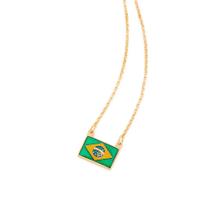 Colar Rommanel Banhado Ouro Pingente Bandeira Do Brasil 530832