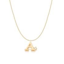 Colar Rommanel Banhado Ouro Pingente Letra A Zircônia 42cm Colar Rommanel Banhado Ouro Pingente Letra A Zircônia 42cm