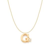 Colar Rommanel Banhado Ouro Pingente Letra G Zircônia 42cm