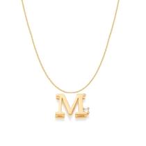 Colar Rommanel Banhado Ouro Pingente Letra M Zircônia 42cm
