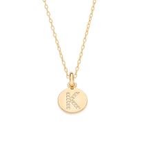 Colar Rommanel Banhado Ouro Pingente Medalha Letra K Zircônias