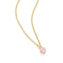 Colar Rommanel Banhado Ouro Pingente Solitário Coração De Zircônia Rosa 531965