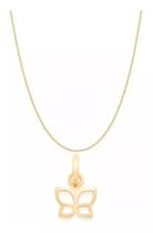 Colar Rommanel Borboleta Pequena Vazada 50cm Folheado Ouro Colar Rommanel Borboleta Pequena Vazada 50cm Folheado Ouro