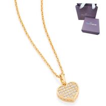 Colar Rommanel Feminino Coração Luxuoso com Zircônias Banhado a Ouro 18K
