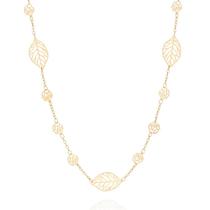 Colar Rommanel Folhas E Rosas Vazadas Fol Ouro 18k 531289 Colar Rommanel Folhas E Rosas Vazadas Fol Ouro 18k 531289