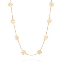 Colar Rommanel Rosas Vazadas 531247 Banhado A Ouro 18k Feminino