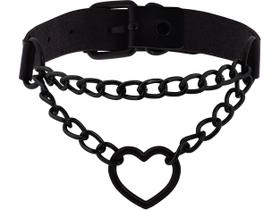 Colar Sacina Goth Heart Chain em couro PU 41 cm Colar Sacina Goth Heart Chain em couro PU 41 cm
