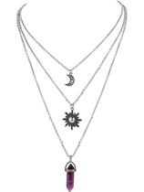 Colar Sacina Gothic Sun and Moon Crystal para mulheres Colar Sacina Gothic Sun and Moon Crystal para mulheres