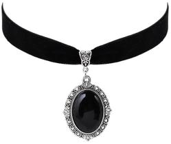 Colar Sacina Gothic Vintage Victorian Choker Black Velvet