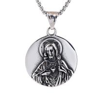 Colar Sagrado Coração de Jesus Corrente Pingente da Fé Ágape Católico Aço Inox