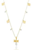Colar Samira Corrente Americana Pingente Laço com Gota cor cristal banhado em ouro 18k Colar Samira Corrente Americana Pingente Laço com Gota cor cristal banhado em ouro 18k