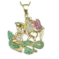 Colar São Jorge Cravejado com Zircônias Coloridas Banhado a Ouro 18k