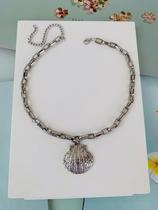 Colar Semi Joia Verniz Italiano pingente Concha Praia Verão