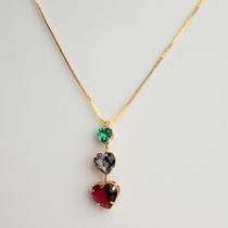 Colar Semi Joias gravatinha com 3 corações (Folheado a Ouro 18K - Com Garantia)