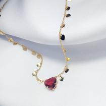 Colar Semijoia em ouro 18k Coração Vermelho