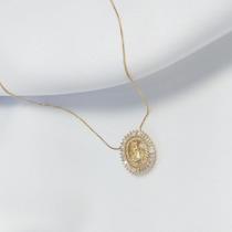 Colar Semijoia Nossa Senhora Navete Transparente Colar Semijoia Nossa Senhora Navete Transparente