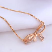 Colar semijoias laço cravejado