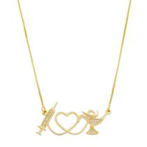 Colar Seringa Enfermagem Enfermeira Zircônias Em Banhado